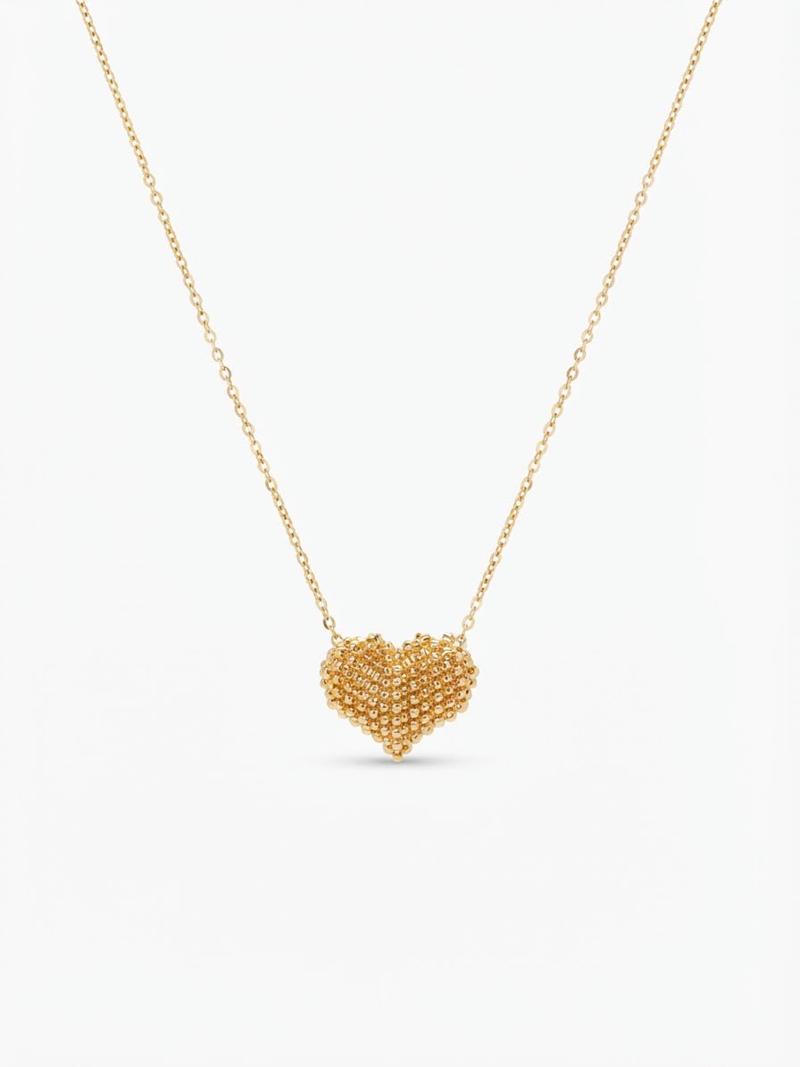 Collar Corazón Texturizado Dorado
