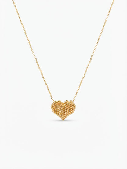 Collar Corazón Texturizado Dorado