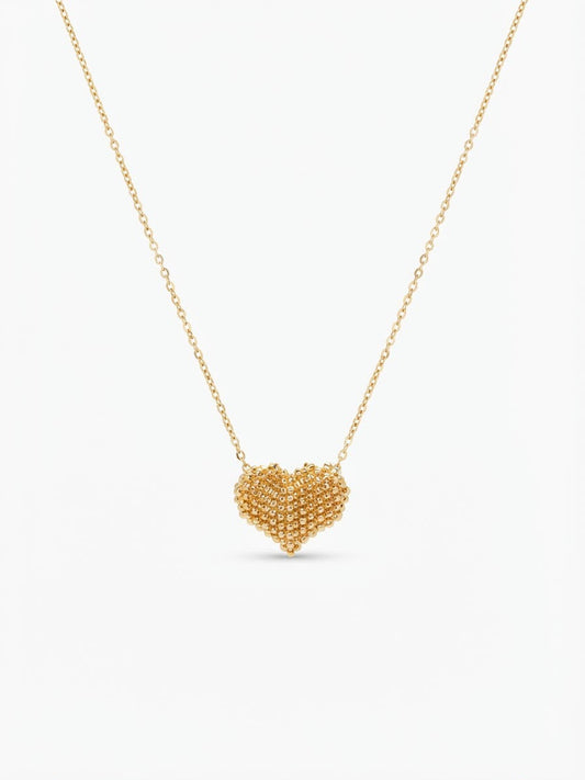Collar Corazón Texturizado Dorado