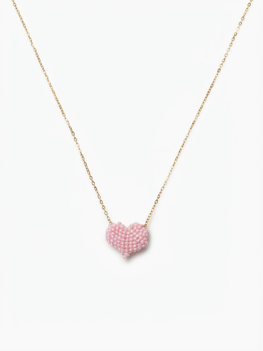 Collar Corazón Texturizado Rosado