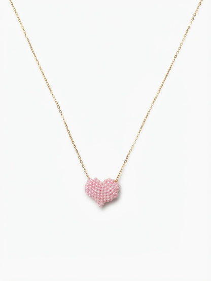 Collar Corazón Texturizado Rosado