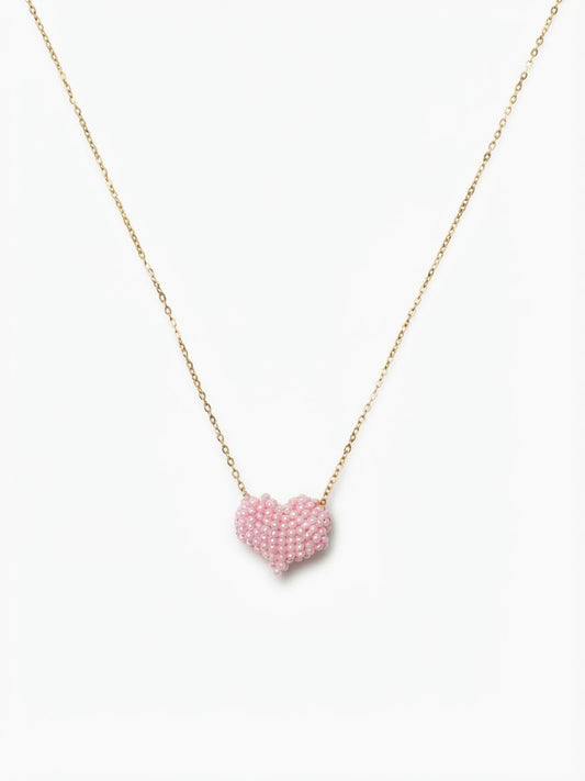 Collar Corazón Texturizado Rosado