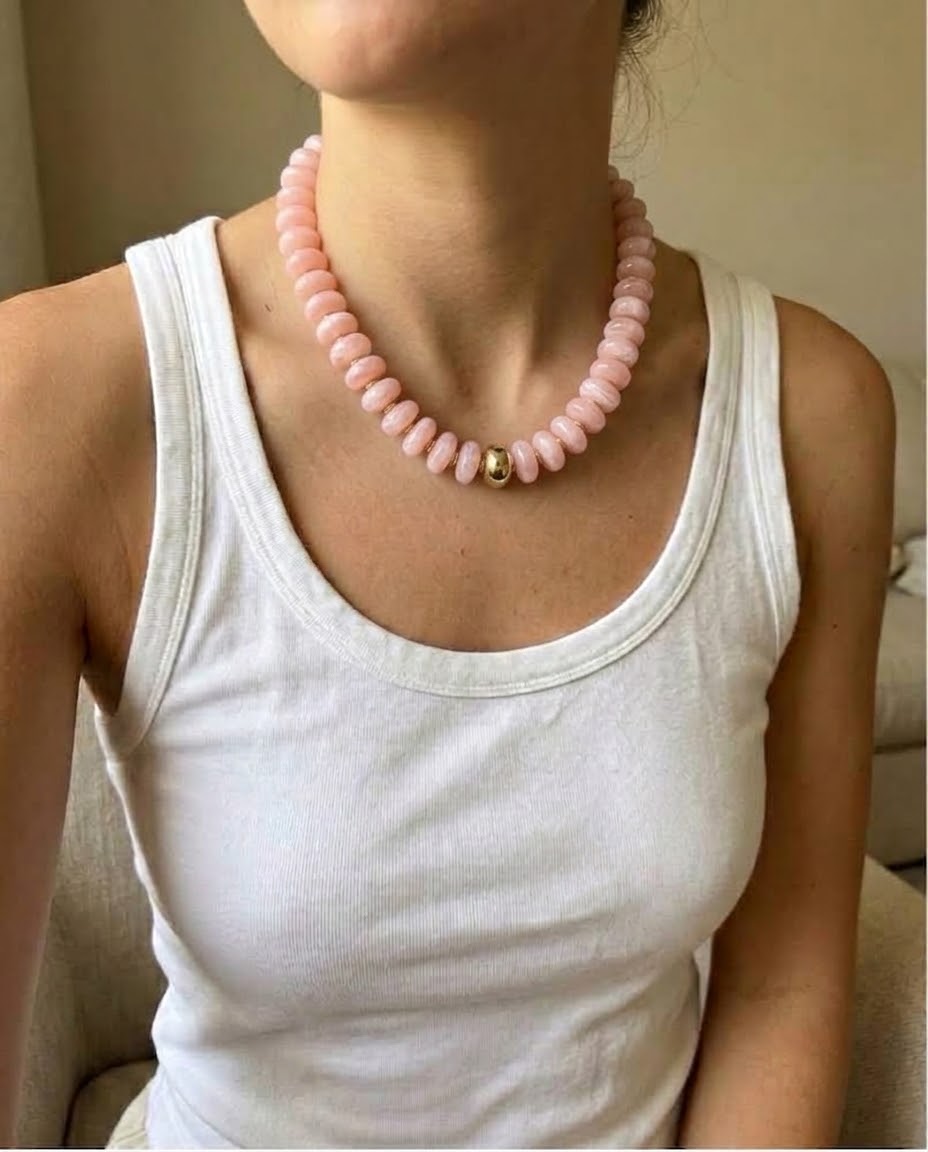 Collar Cuarzo Rosa Pastel