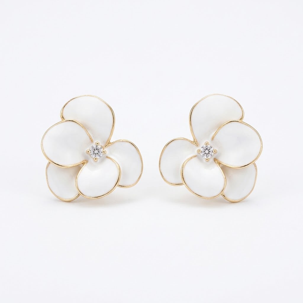 Aretes Magnolia Blanca