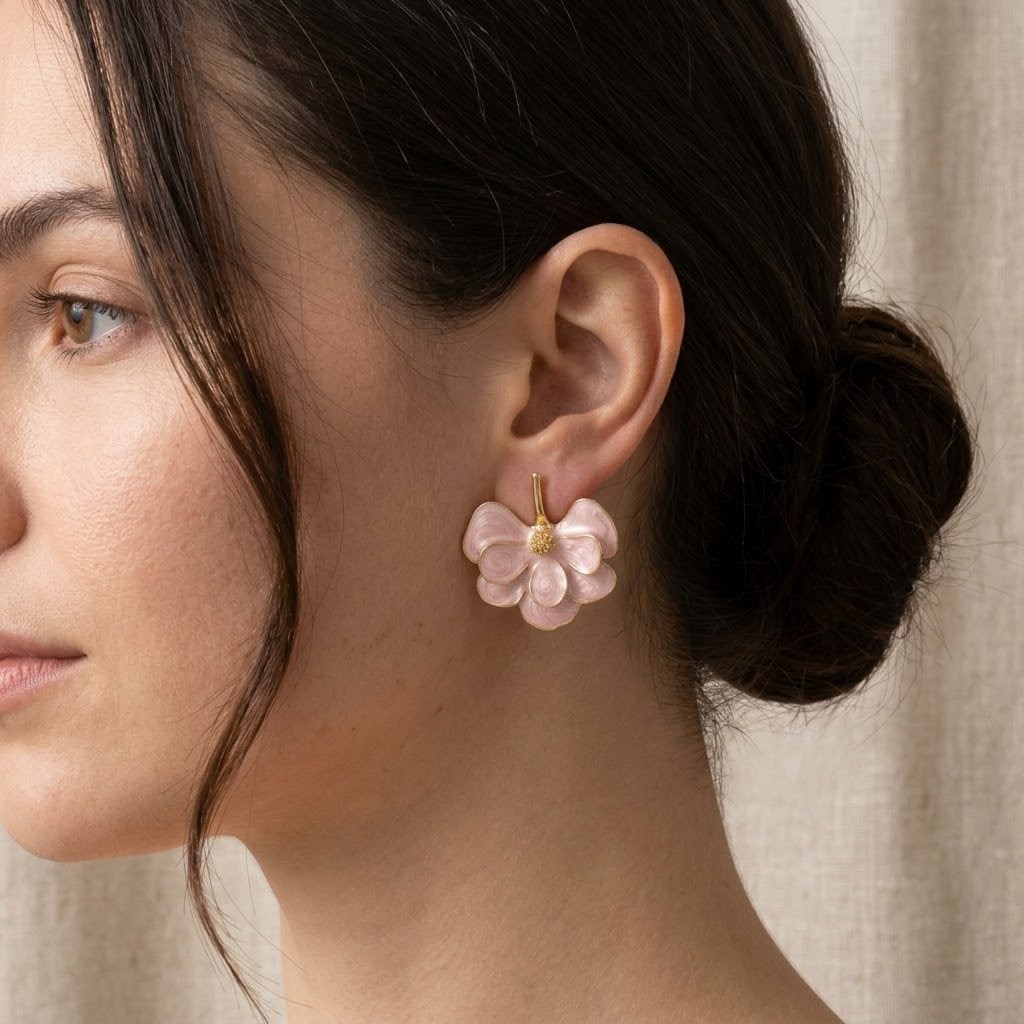 Aretes Flor Rosa
