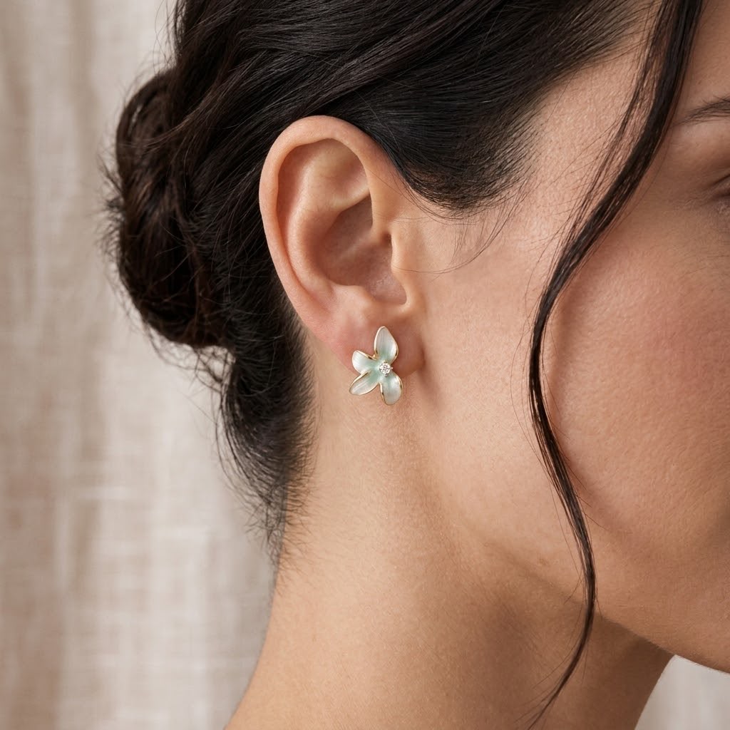 Aretes Mini Flor Menta