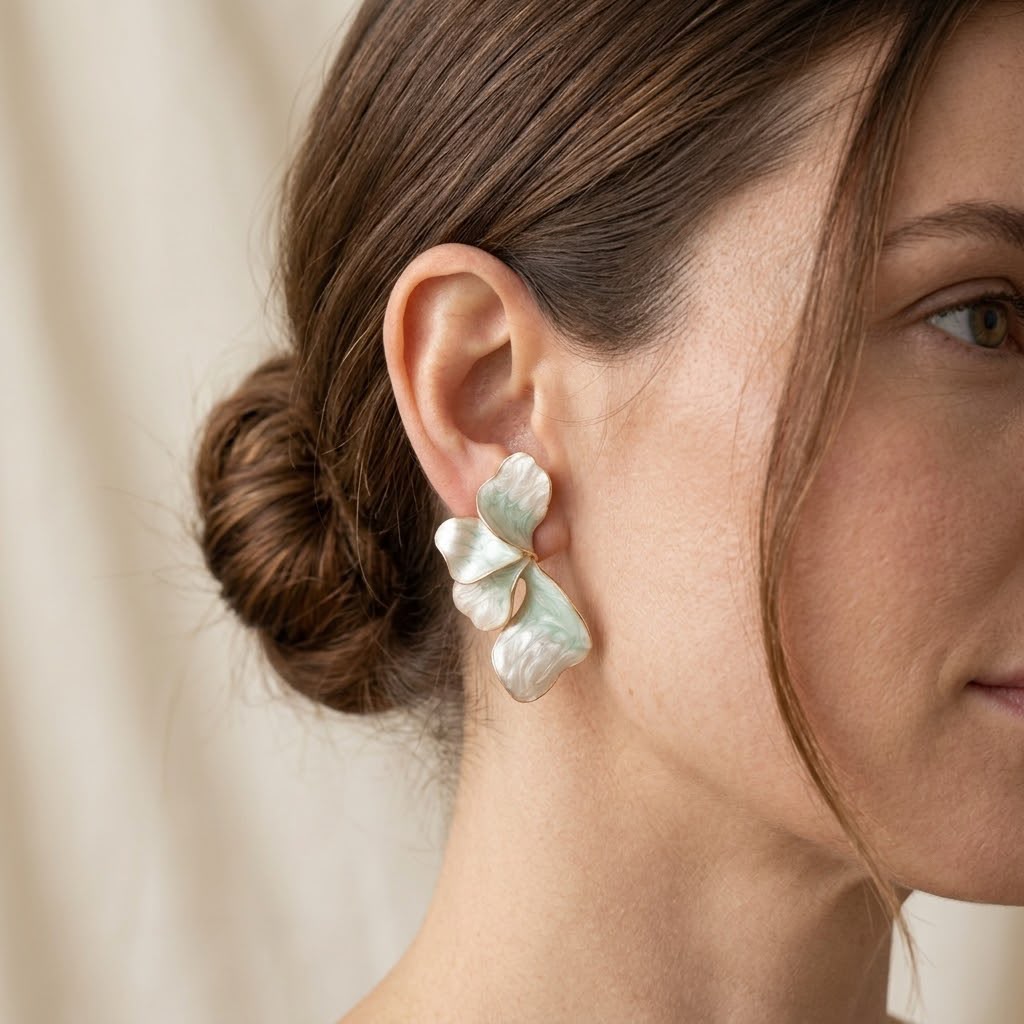 Aretes Petal Menta